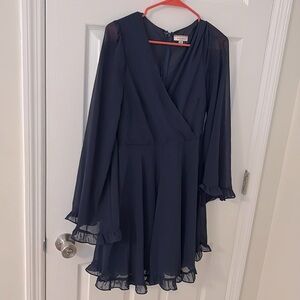 Andree by Unit, Long Sleeve Navy Cocktail Dress